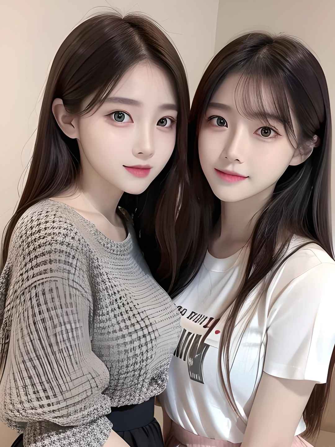 享受双胞胎女儿共同快乐